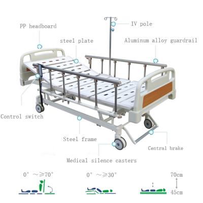 Cama eléctrica paciente de acero médica de tres funciones